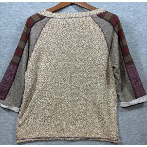 Buckle BKE Gimmicks M Plaid Sleeve Raglan Sweater Metallic Casual‎ - Picture 5 of 6